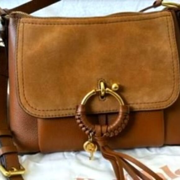 See by Chloe tobacco brown pebble leather and suede tobacco colored handbag NWT - Picture 1 of 10